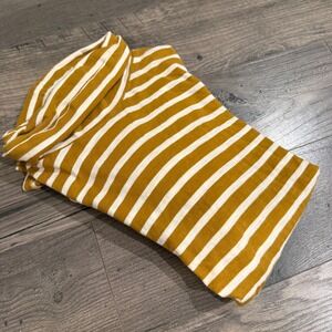 Madewell Mustard Yellow White Striped Whisper Cotton Turtleneck Top AG226 Medium